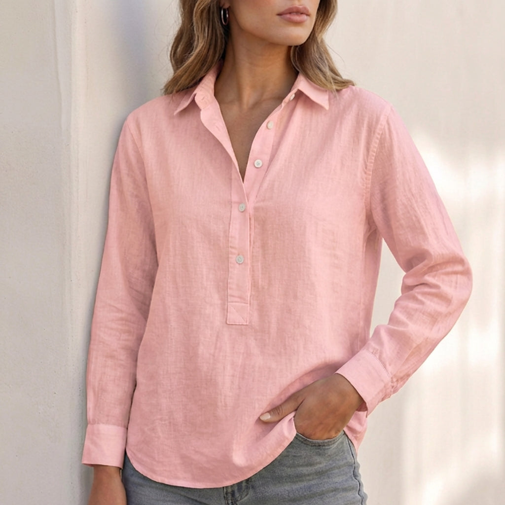 Relaxed V Neck Popover Shirt