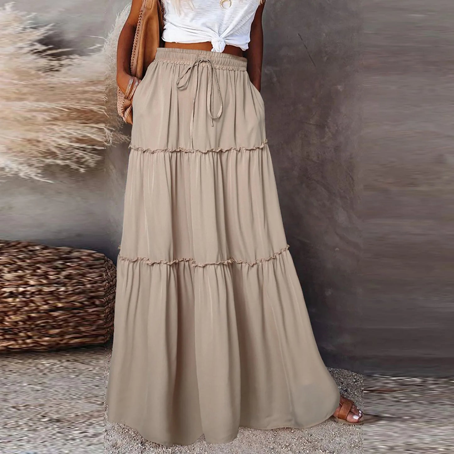 Timeless High Waist Long Skirt with Elegant Movement