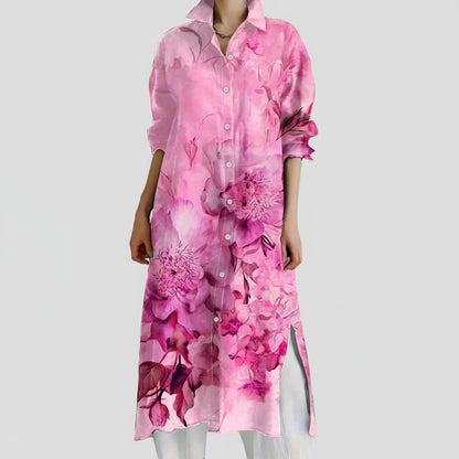 Elegant Floral Button Dress