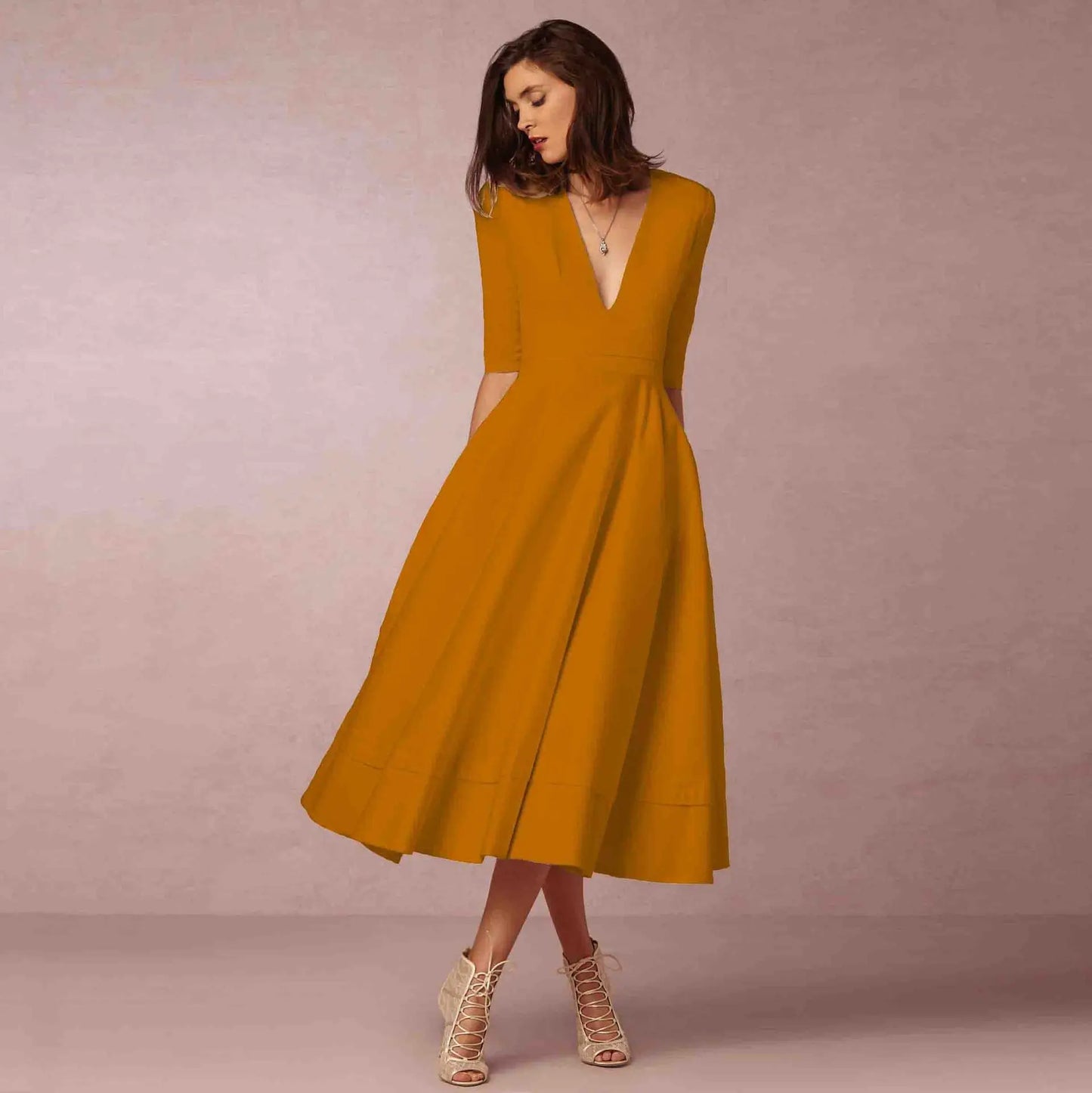 Sleek Ivory Midi Dress