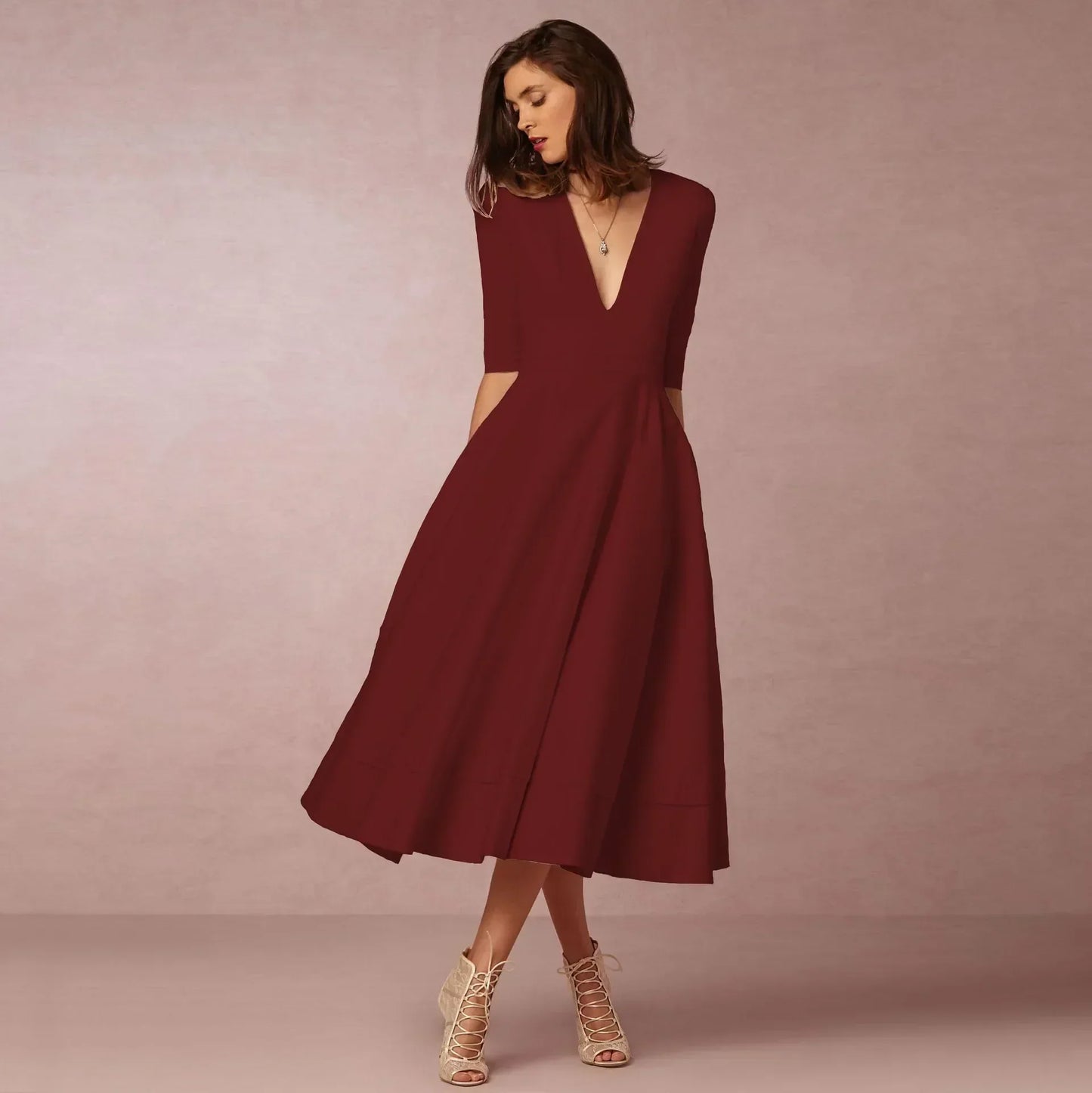Sleek Ivory Midi Dress