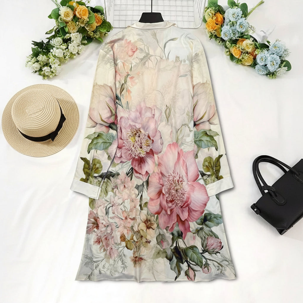 Elegant Floral Button Dress