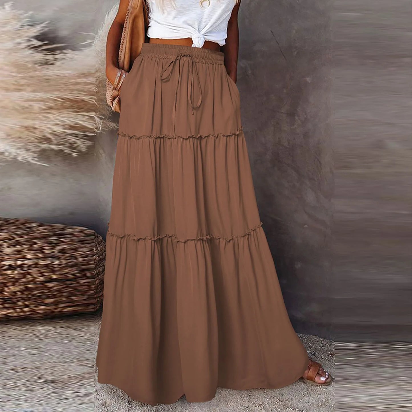 Timeless High Waist Long Skirt with Elegant Movement