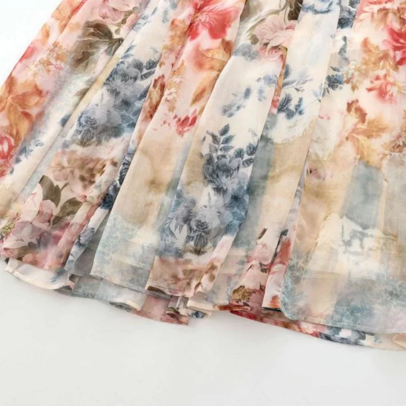 Boho V Neck Lantern Sleeve Dress