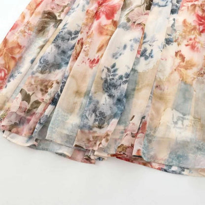 Boho V Neck Lantern Sleeve Dress