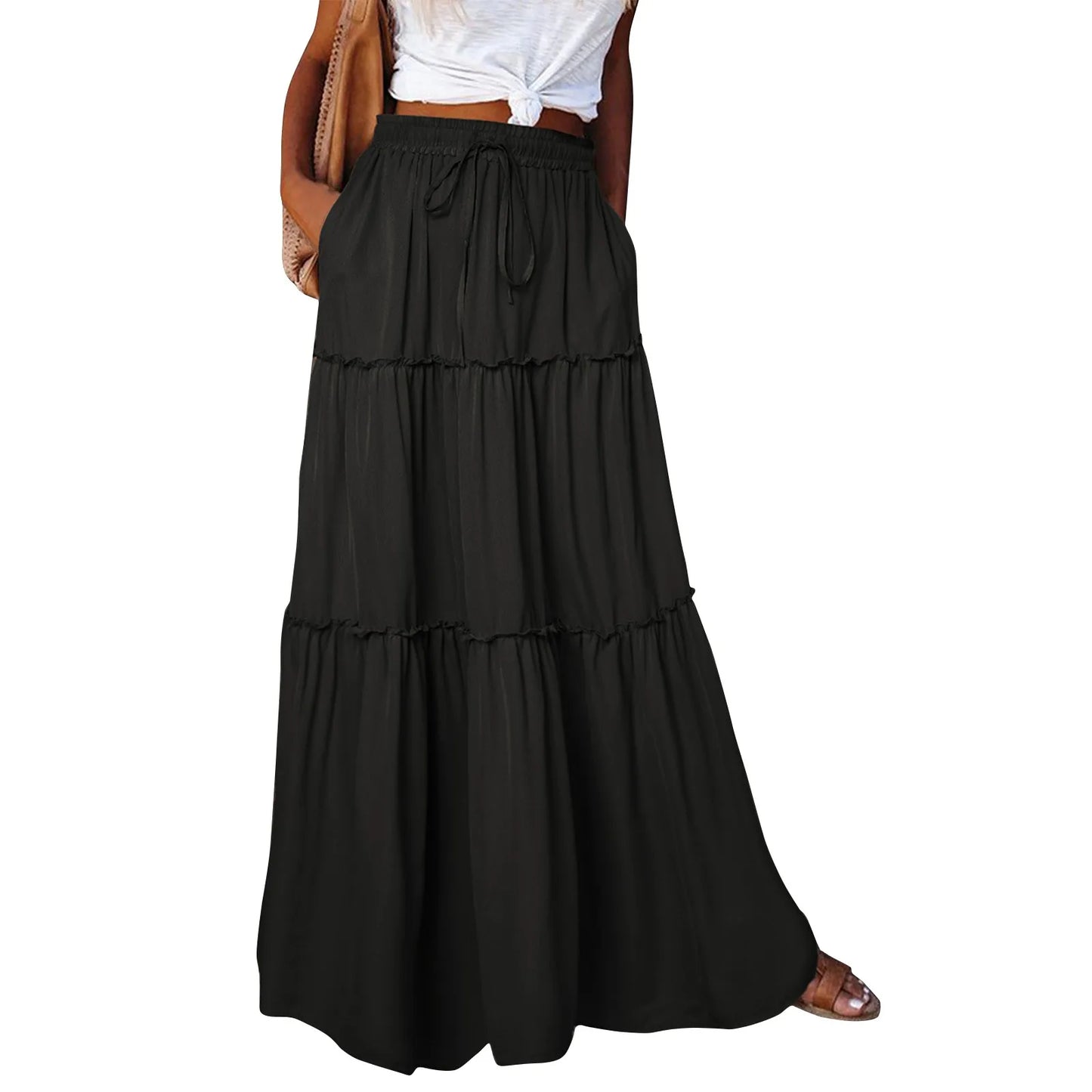 Timeless High Waist Long Skirt with Elegant Movement
