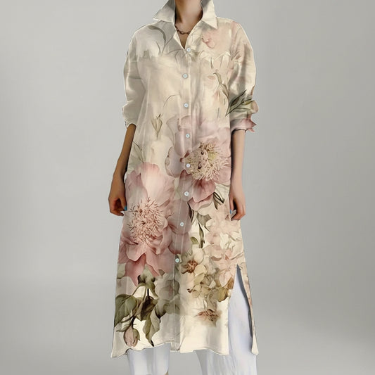 Elegant Floral Button Dress