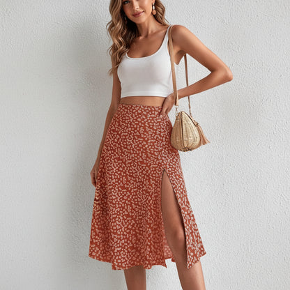 Floral A-Line Maxi Skirt with Stylish Front Slit