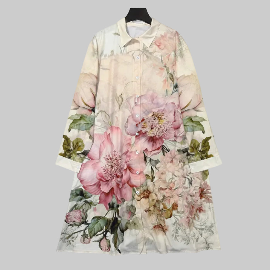 Elegant Floral Button Dress