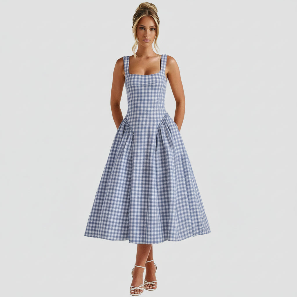 Spaghetti Strap A Line Midi Dresses