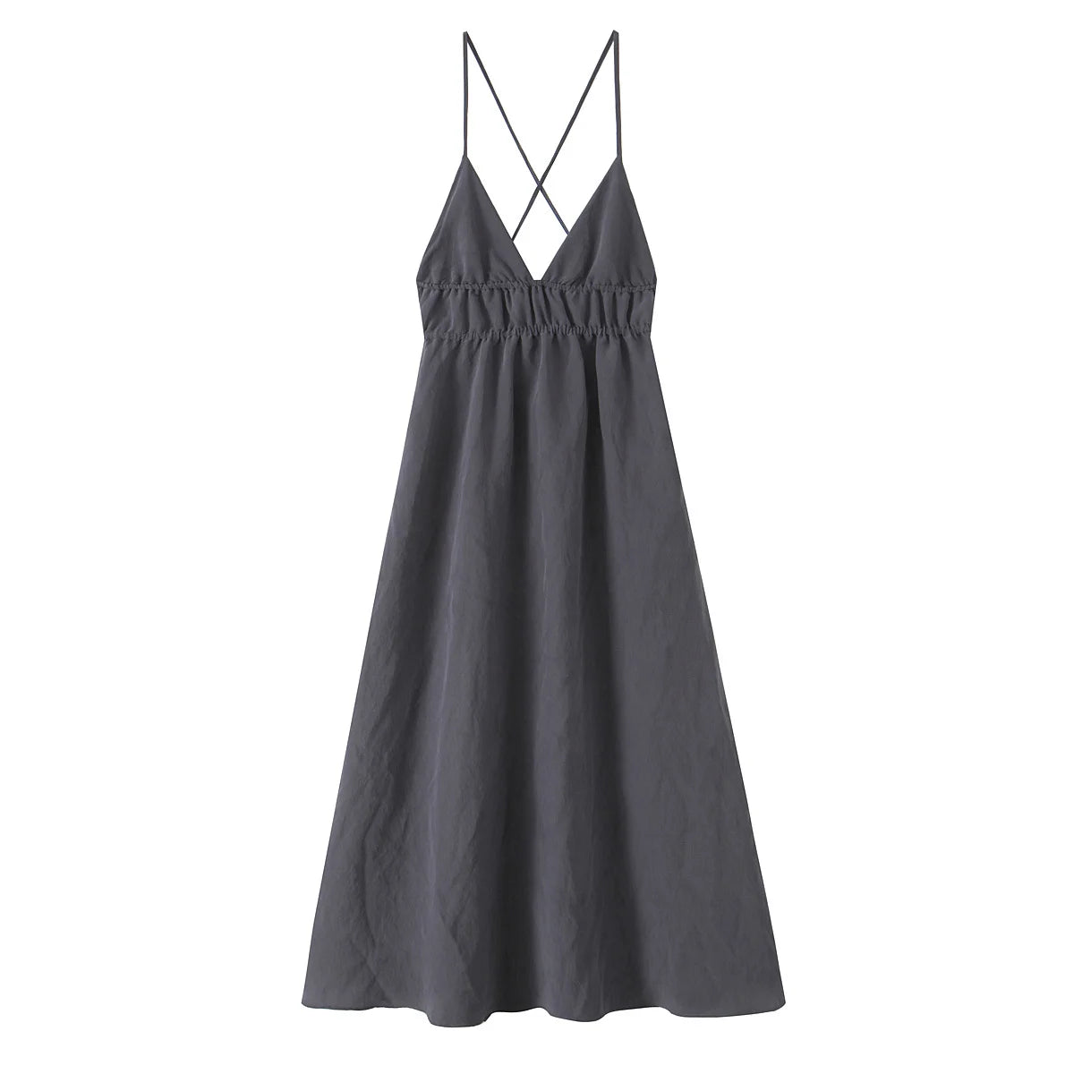 V-Neck Sling Dress with Graceful Midi Length