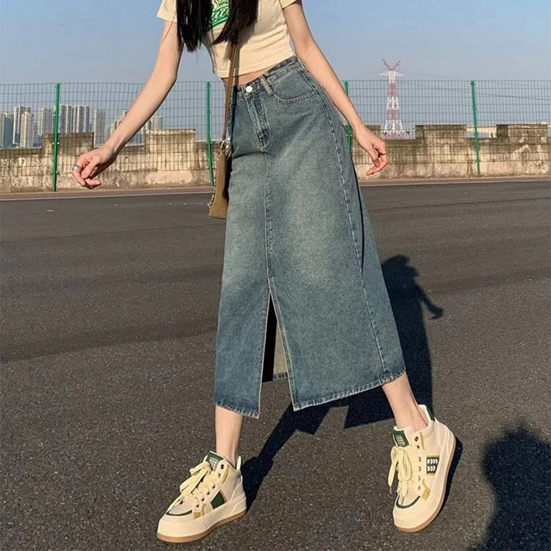 High Waist Slit Maxi Skirt with Timeless A-Line Shape