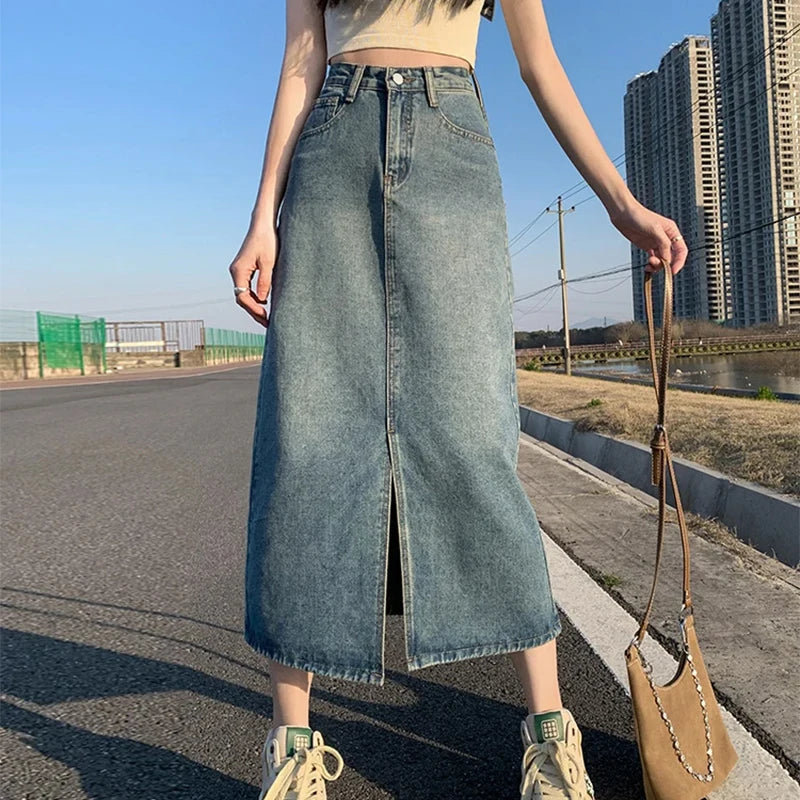 High Waist Slit Maxi Skirt with Timeless A-Line Shape