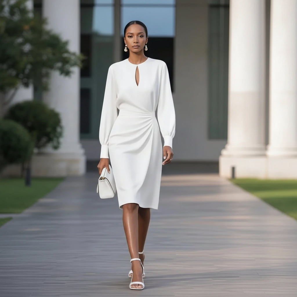Sleek Midi Dress Long Sleeve