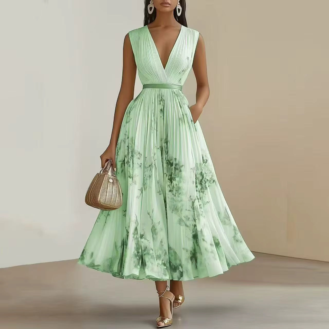 Graceful Pleated Maxi Dress