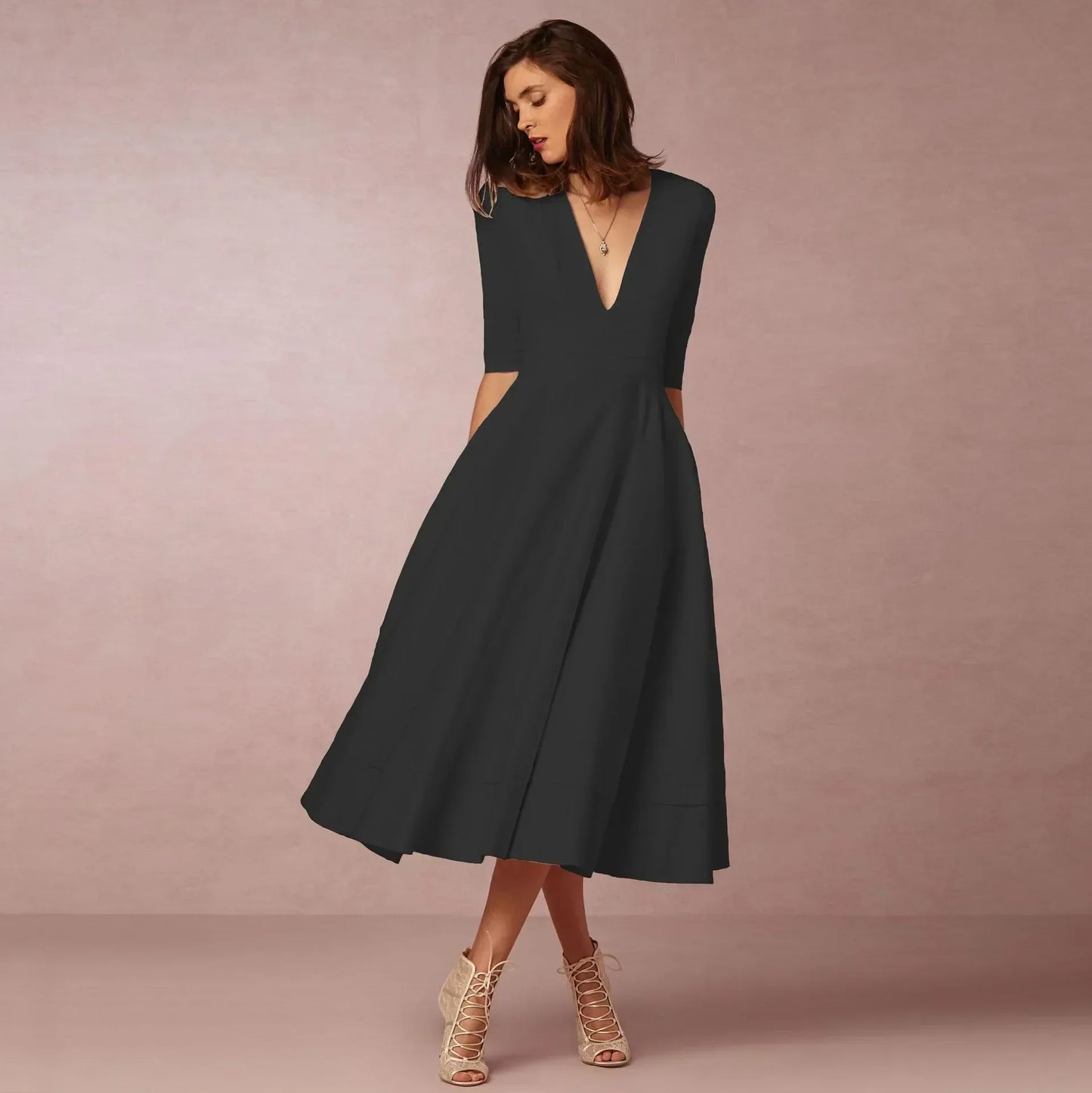 Sleek Ivory Midi Dress
