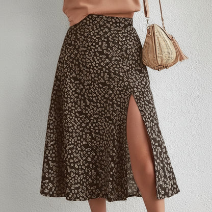 Floral A-Line Maxi Skirt with Stylish Front Slit