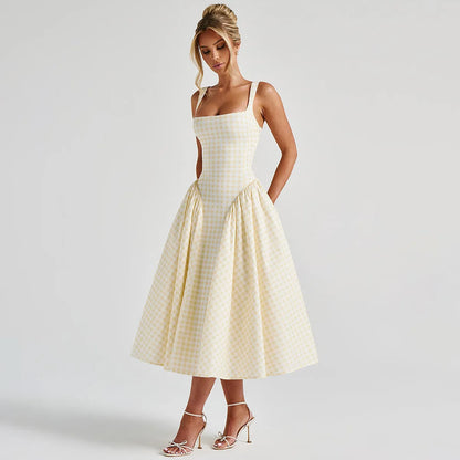 Spaghetti Strap A Line Midi Dresses