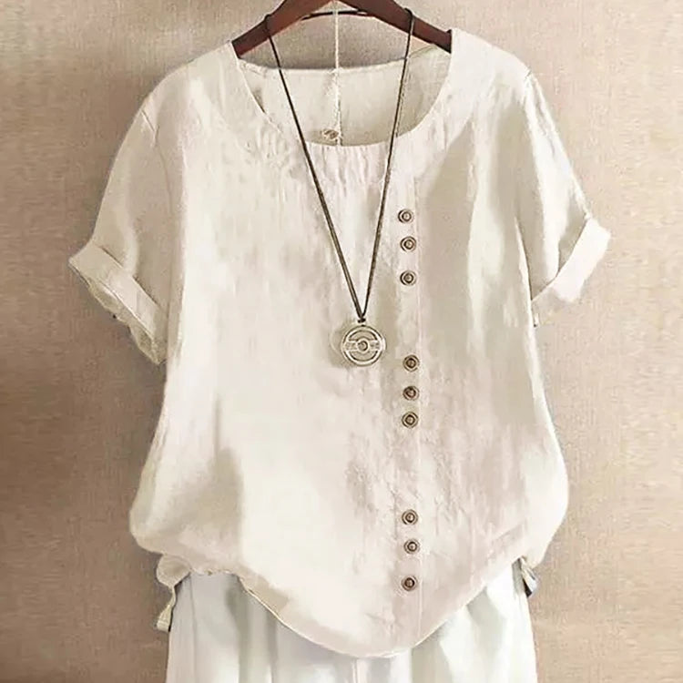 Elegant Streetwear Cotton Linen Tops