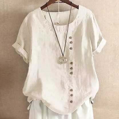 Elegant Streetwear Cotton Linen Tops
