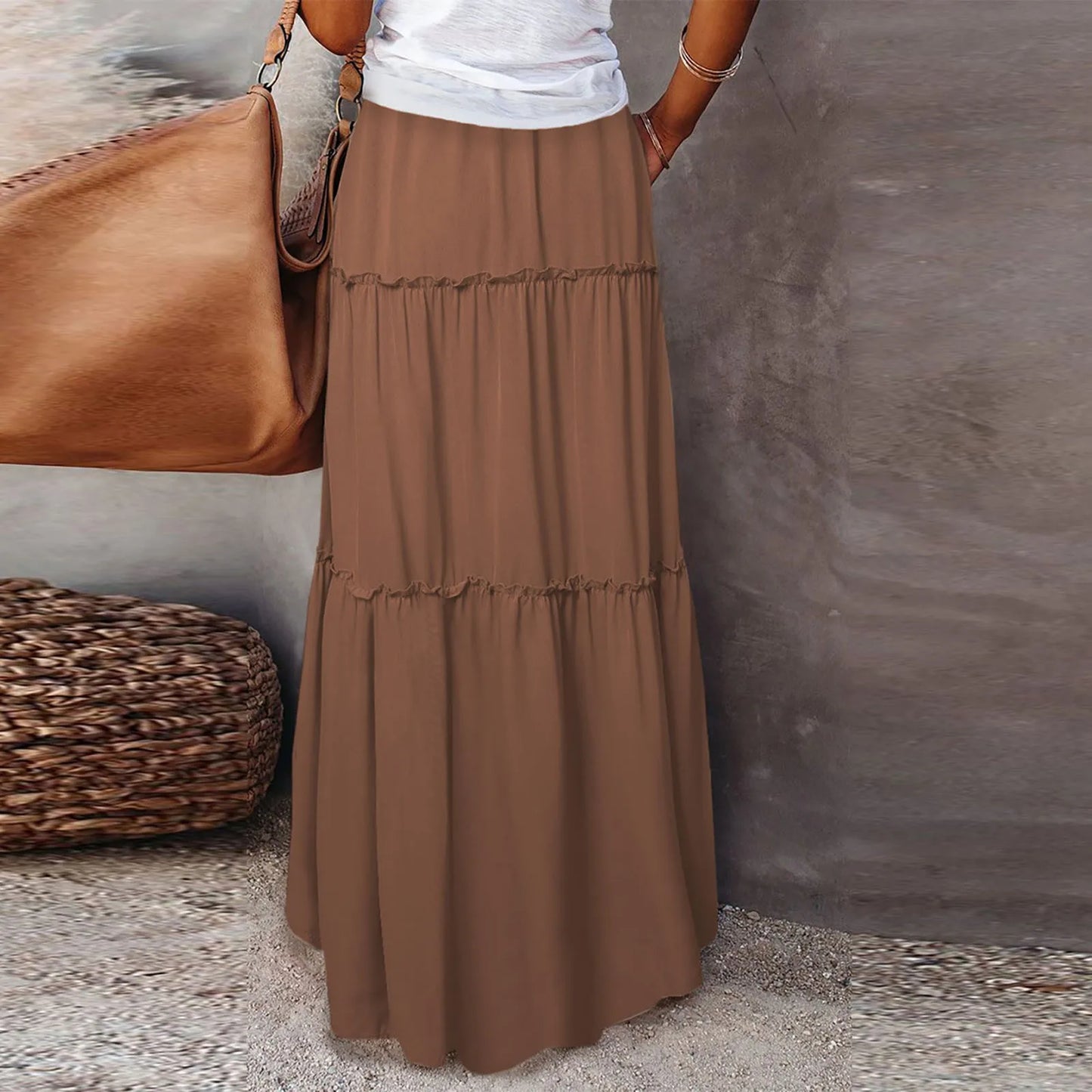 Timeless High Waist Long Skirt with Elegant Movement