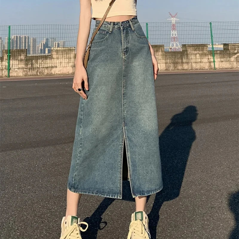 High Waist Slit Maxi Skirt with Timeless A-Line Shape