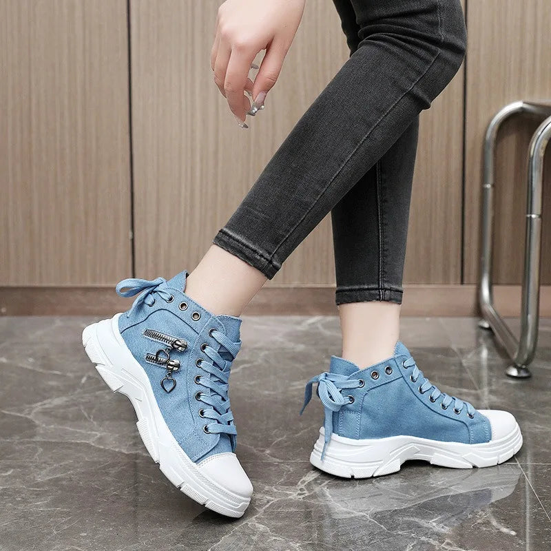 Thick Sole Denim Sport Sneakers