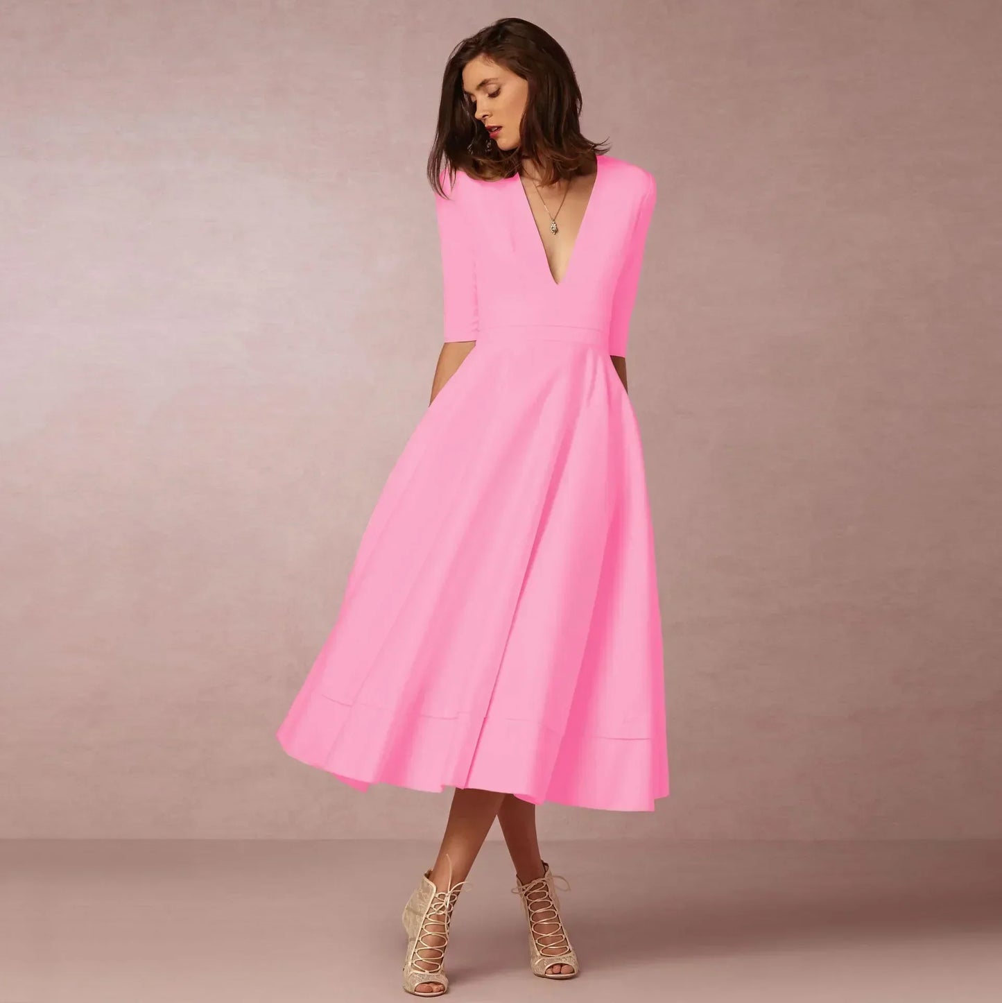 Sleek Ivory Midi Dress