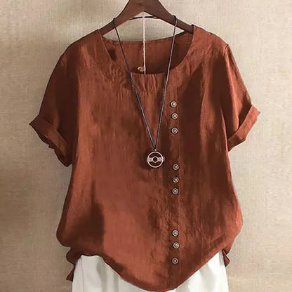 Elegant Streetwear Cotton Linen Tops