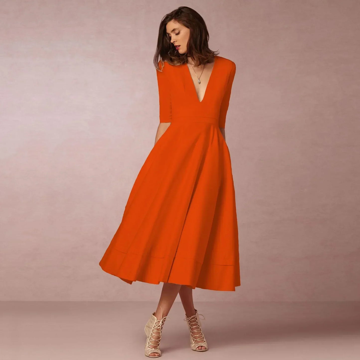 Sleek Ivory Midi Dress