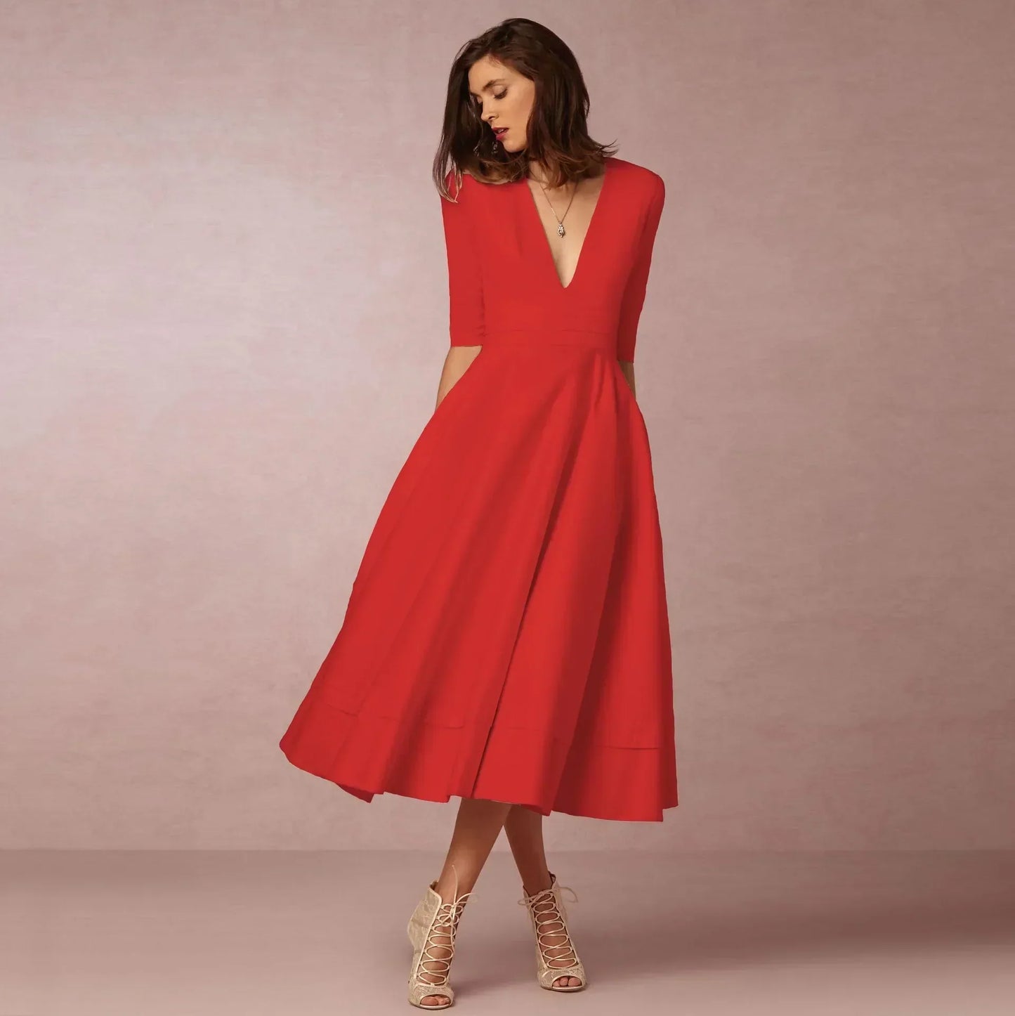 Sleek Ivory Midi Dress