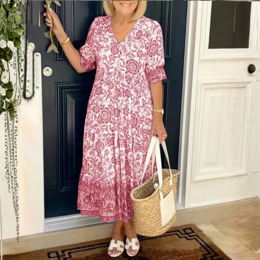 Floral Maxi Dress V Neck
