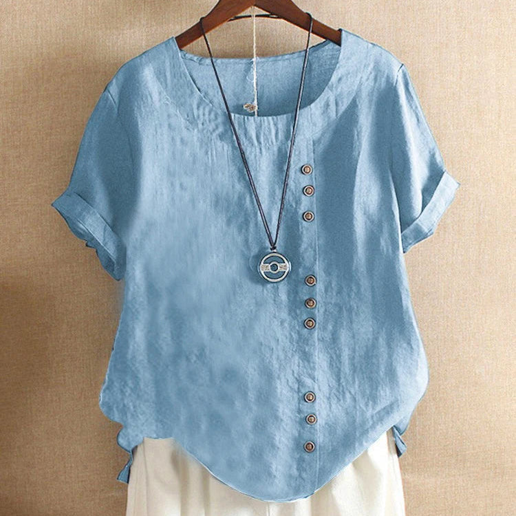Elegant Streetwear Cotton Linen Tops