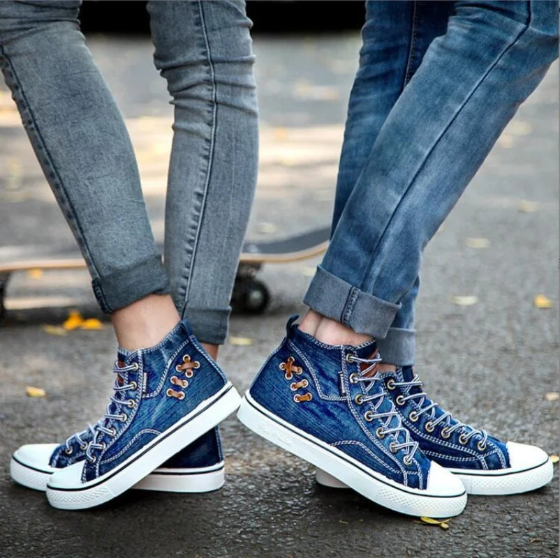 High Top Denim Canvas Sneakers