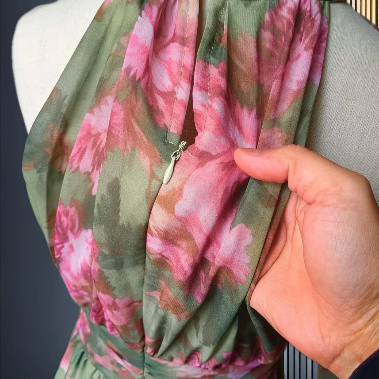 Retro Floral Halter Maxi Dress