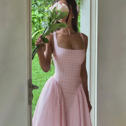 Spaghetti Strap A Line Midi Dresses