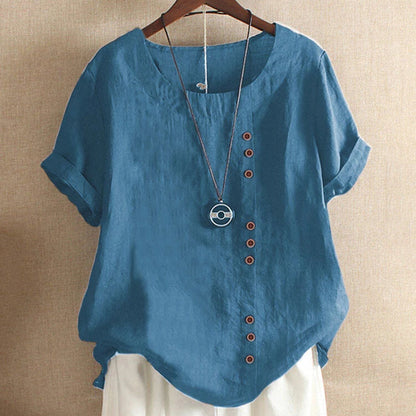 Elegant Streetwear Cotton Linen Tops