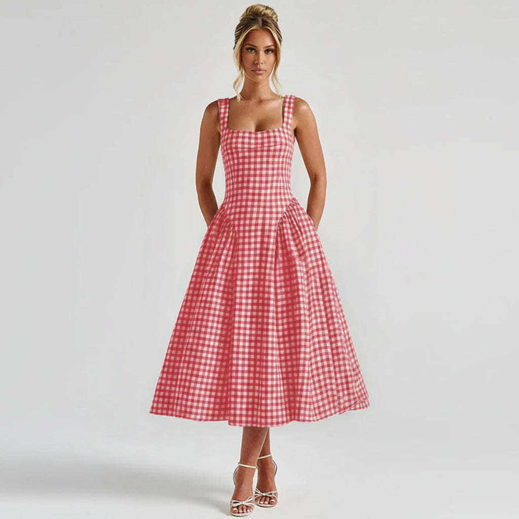 Spaghetti Strap A Line Midi Dresses