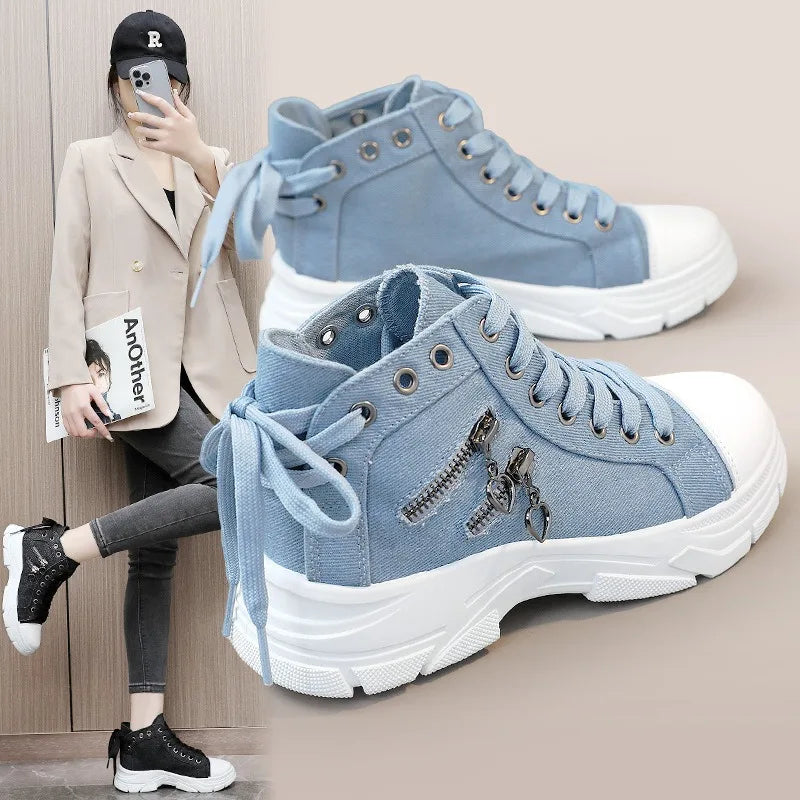 Thick Sole Denim Sport Sneakers
