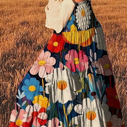 Vintage Floral Print Midi Skirt for Elegant Holiday Styling