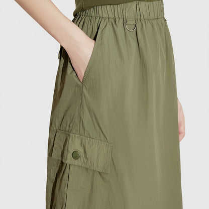 Workwear Inspired Mid Length Skirt with Functional Design