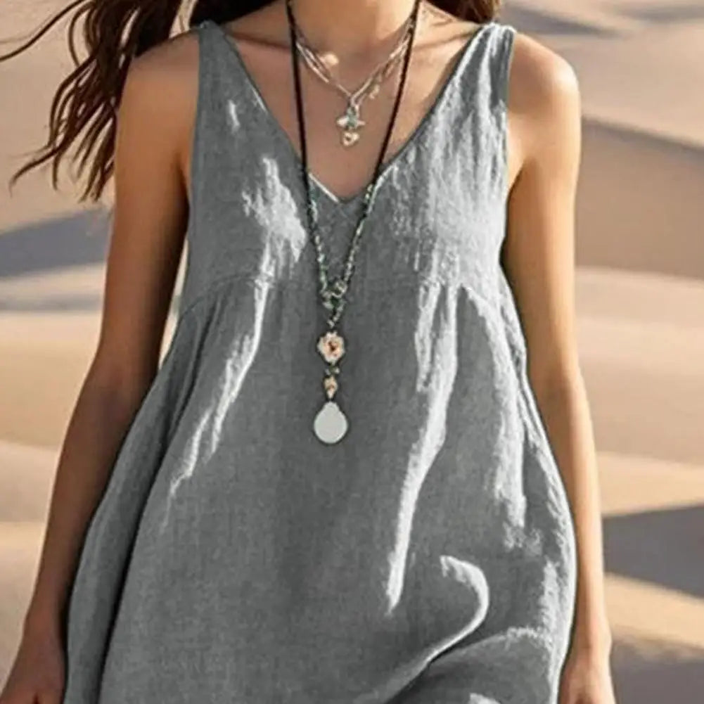 Sleeveless V Neck Beach Dresses