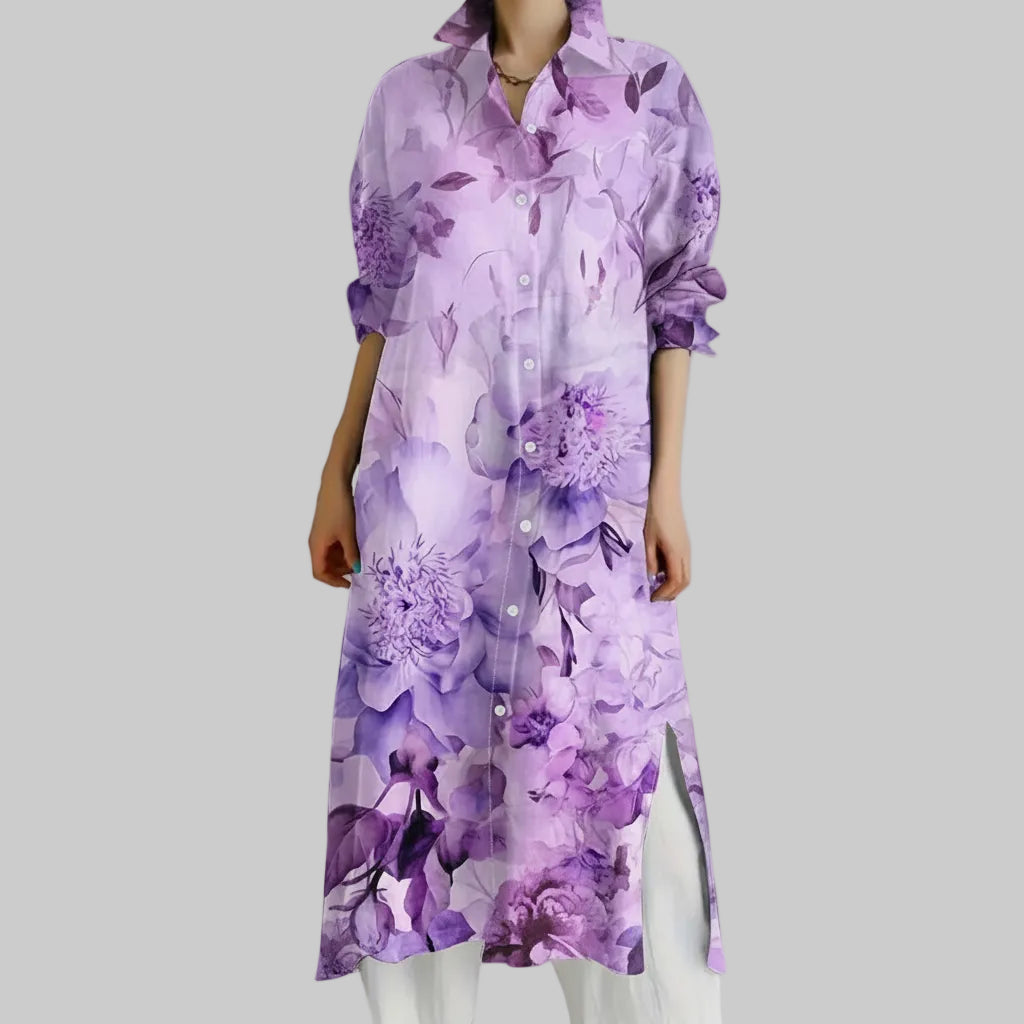 Elegant Floral Button Dress