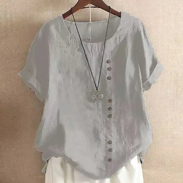 Elegant Streetwear Cotton Linen Tops