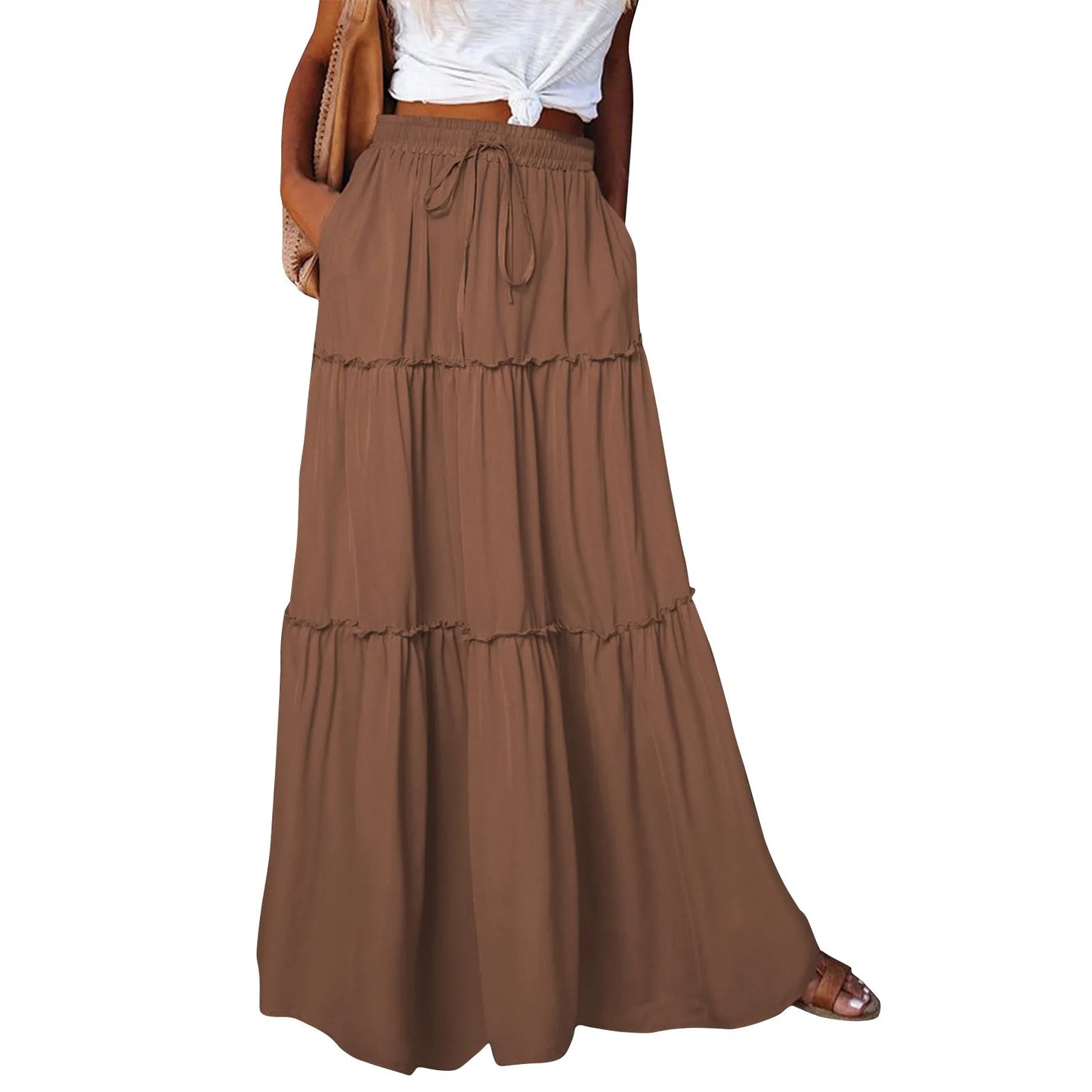 Timeless High Waist Long Skirt with Elegant Movement