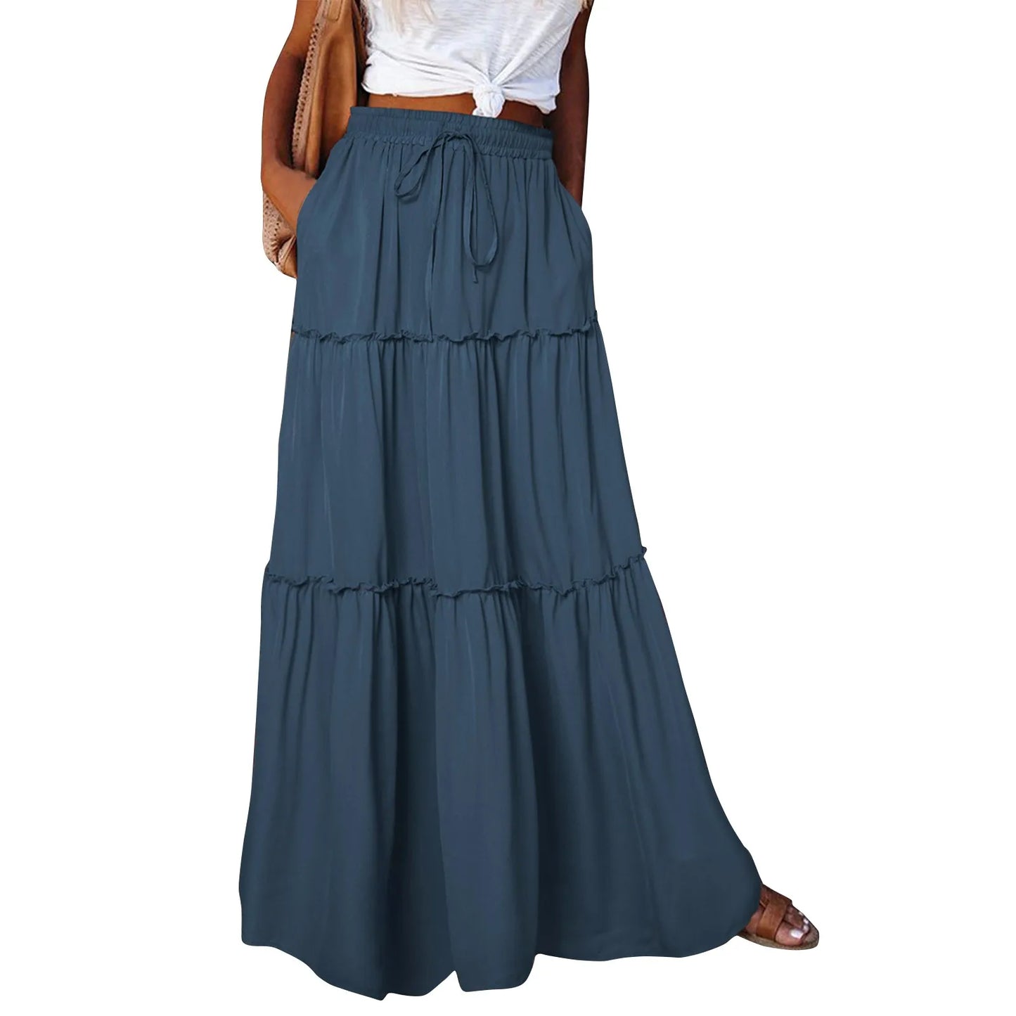 Timeless High Waist Long Skirt with Elegant Movement