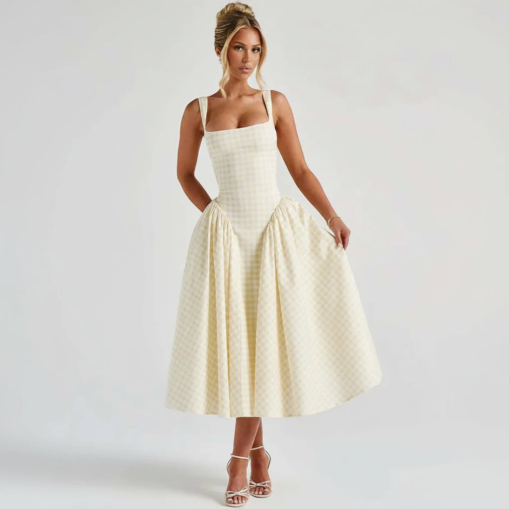 Spaghetti Strap A Line Midi Dresses