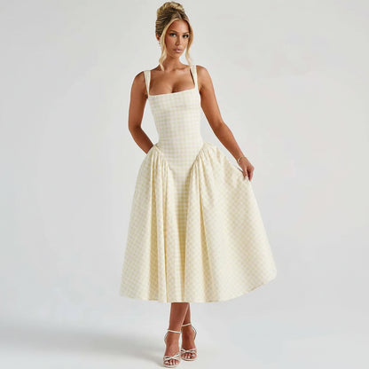 Spaghetti Strap A Line Midi Dresses