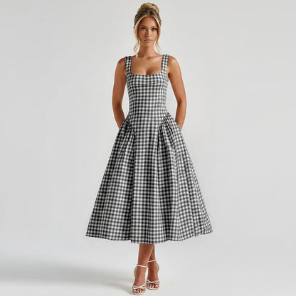 Spaghetti Strap A Line Midi Dresses