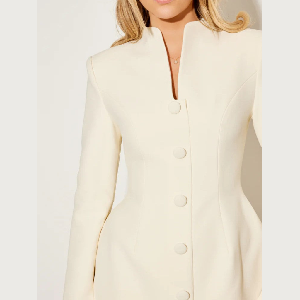 Sleek Coat Dress Sculpted Neckline